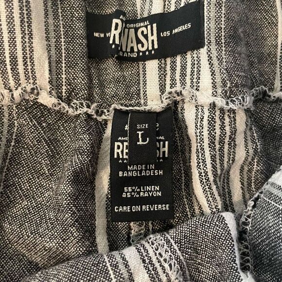 Rewash Brand Striped Linen Blend Paper Bag Wide Leg Pants Size L New - Picture 11 of 11